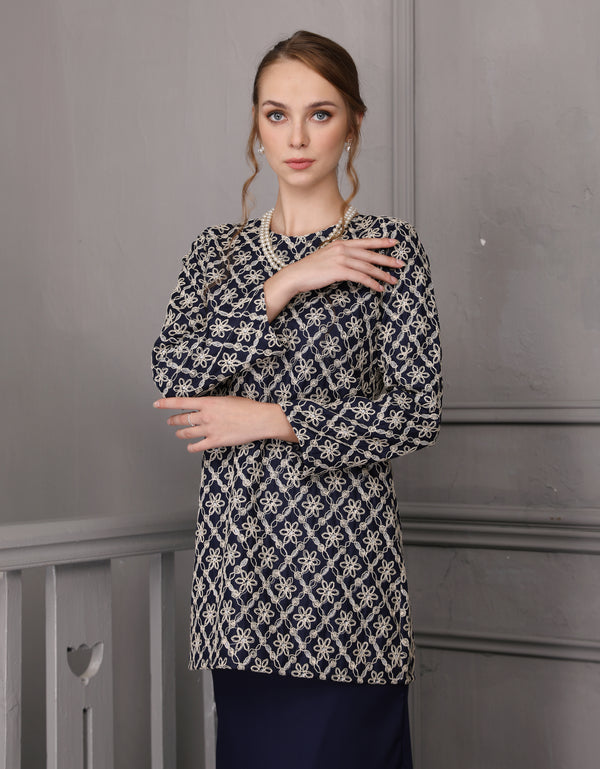 BAJU KURUNG MODEN NOELLE (NAVY BLUE)